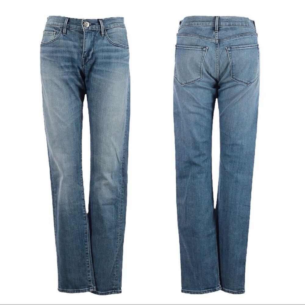 3x1 NYC Slim Straight Leg Jeans 24 Fleet Wash Light Blue Mid Rise Premium Denim